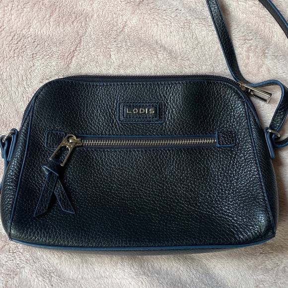 Lodis Navy Leather Crossbody Bag - Picture 2 of 8